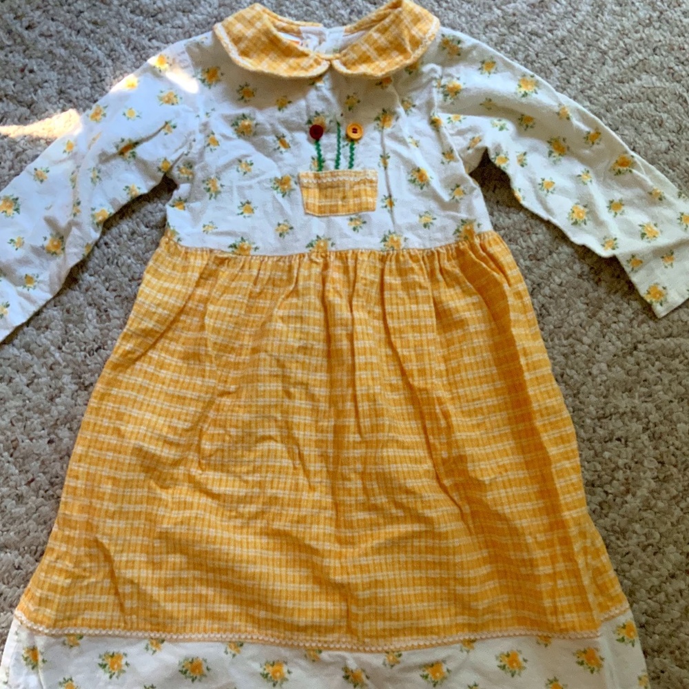 Vintage Girls Sweet Potatoes flannel dress